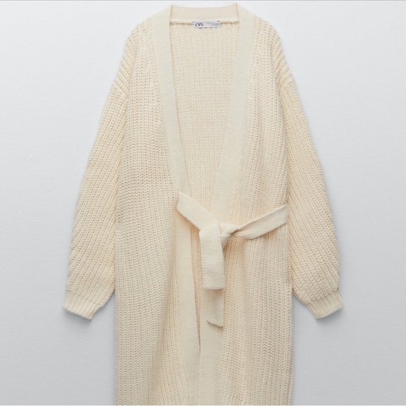 Zara Ivory Long Knit Cardigan - Picture 7 of 8